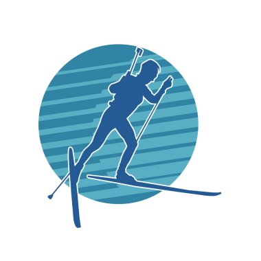 Kar sporu yapan insanların silueti. Kar kayağı yapan insanların silueti.