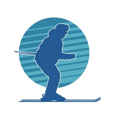 Kar sporu yapan insanların silueti. Kar kayağı yapan insanların silueti.