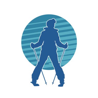 Kar sporu yapan insanların silueti. Kar kayağı yapan insanların silueti.