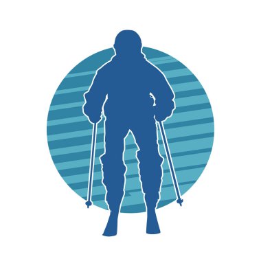 Kar sporu yapan insanların silueti. Kar kayağı yapan insanların silueti.