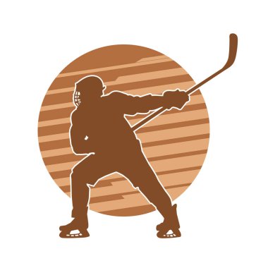 Buz hokeyi oyuncusunun silueti.