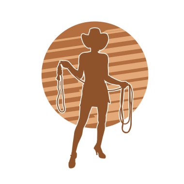 Kementle bağlanmış bir kovboy kız silueti.