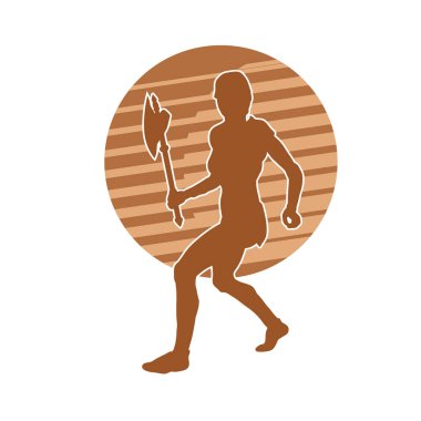 Baltalı bir kadın dövüşçünün silueti..