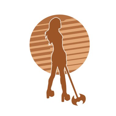 Baltalı bir kadın dövüşçünün silueti..