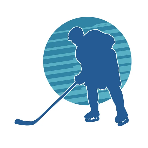 Silueta Jugador Hockey Sobre Hielo Silueta Hockey Atleta Deporte Invierno — Archivo Imágenes Vectoriales
