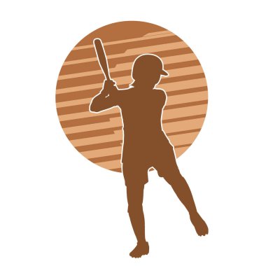 Tahta sopalı bir erkek beyzbol oyuncusunun silueti.