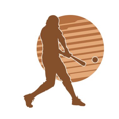 Tahta sopalı bir erkek beyzbol oyuncusunun silueti.