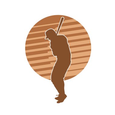 Tahta sopa sallayan bir erkek beyzbol oyuncusunun silueti..