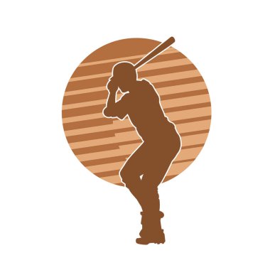 Tahta sopa sallayan bir erkek beyzbol oyuncusunun silueti..