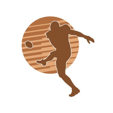 Amerikan futbolcusunun top tekmeleyen silueti.