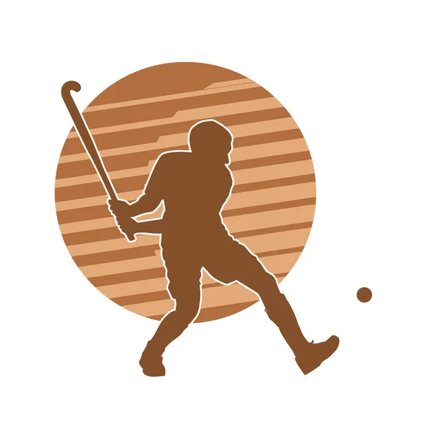Silueta Deporte Jugador Masculino Hockey Patio — Archivo Imágenes Vectoriales