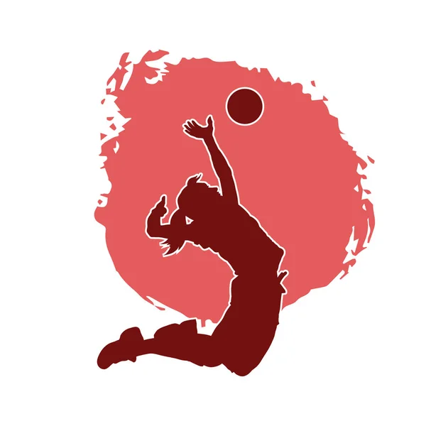 female volleyball player silhouette. silhouette of a woman playing volley ball.