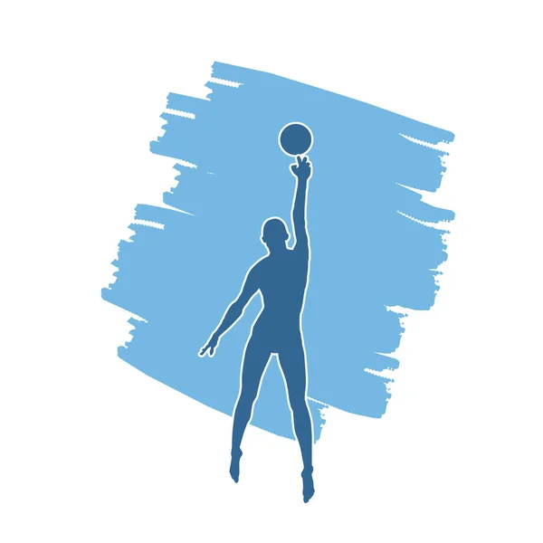 Weibliche Volleyballspielerin Silhouette Silhouette Einer Frau Die Volleyball Spielt — Stockvektor