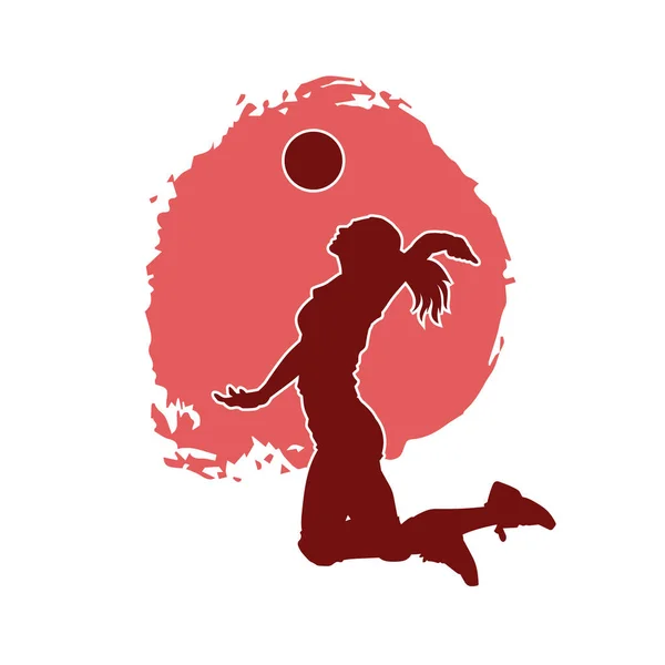 Female Volleyball Player Silhouette — Stock Vector
