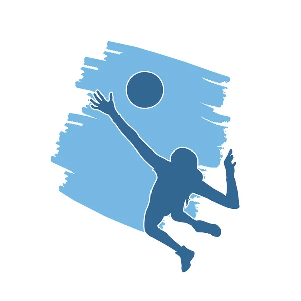 Silhouette Einer Volleyballspielerin — Stockvektor