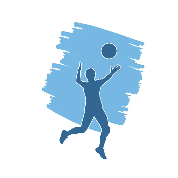 Silhouette Einer Volleyballspielerin — Stockvektor