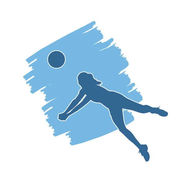 Kvinnliga Volleyboll Spelare Siluett — Stock vektor