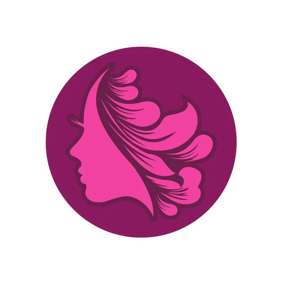 Saç Ürünü Logosu Kuaför Salonu Için Stilize Kadın Baş Silueti — Stok Vektör