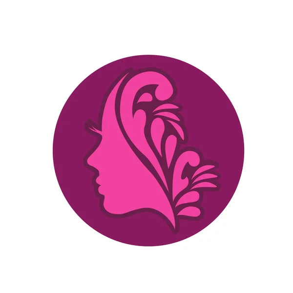 Stylized Woman Head Silhouette Hair Product Logo Hair Salon — Stock Vector