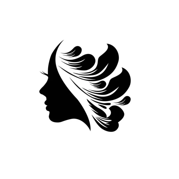 Silueta Cabeza Mujer Estilizada Para Logotipo Del Producto Capilar Salón — Vector de stock