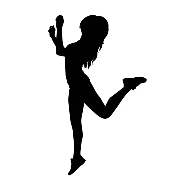 Sylwetka Szczupłej Kobiety Tańczącej Aerobik Sylwetka Seksownej Tancerki Zumba — Wektor stockowy