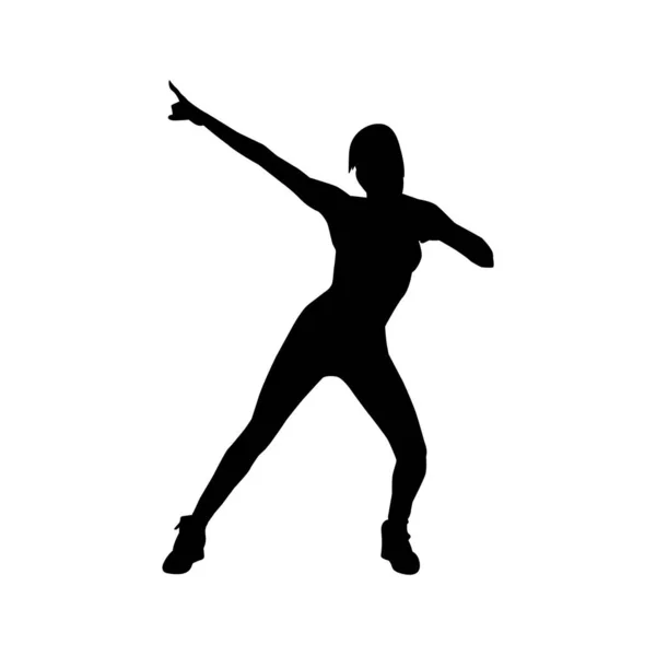 Silhouette Slim Woman Doing Aerobic Dance Silhouette Sexy Female Zumba — Stock Vector