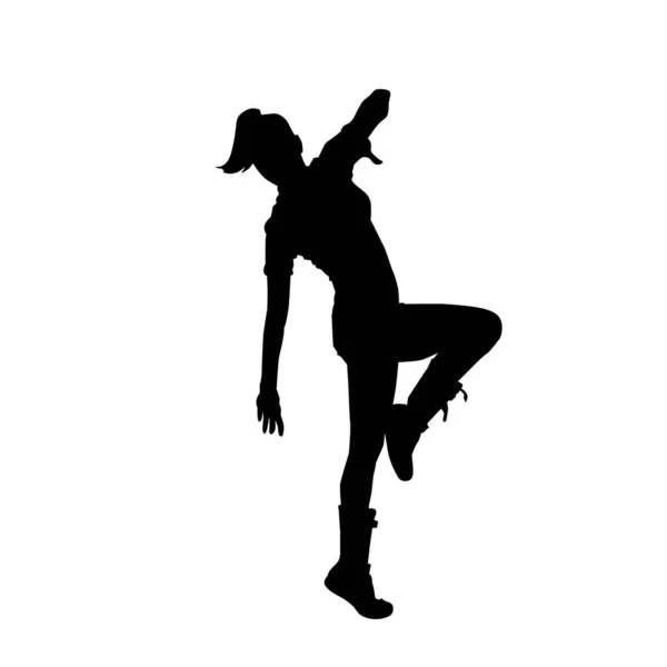 Silhouette Slim Woman Doing Aerobic Dance Silhouette Sexy Female Zumba — Stock Vector
