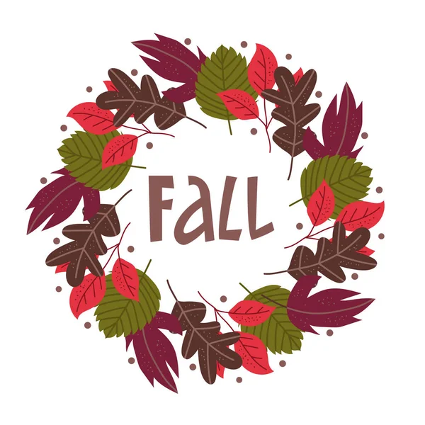Herbst Saison Plakat Mit Blättern Kranz Hintergrund — Stockvektor