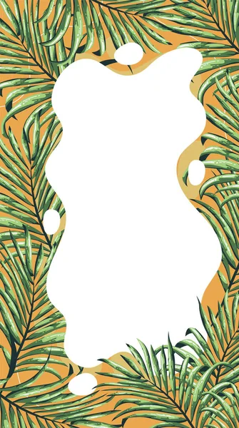 Verticale Behang Banner Achtergrond Met Tropische Palmbladeren Kaart Ontwerp Met — Stockvector