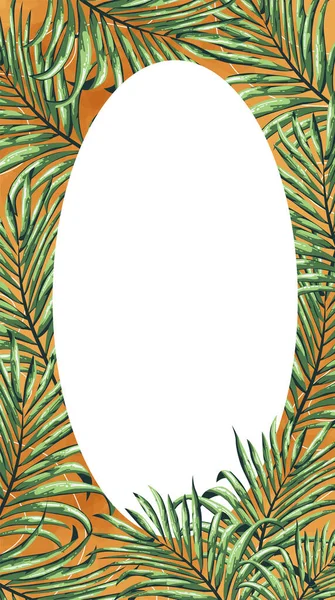 Вертикальные Обои Фон Баннера Тропическими Пальмовыми Листьями Карточка Растением Тропических — стоковый вектор