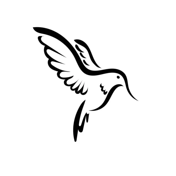 Stiliserad Flygande Fågel Linje Konst Illustration — Stock vektor