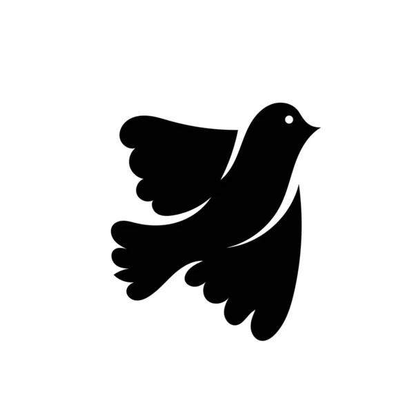 Taubenvogel Silhouette Illustration Einfache Fliegende Vogel Illustration Isoliert Auf Weißem — Stockvektor
