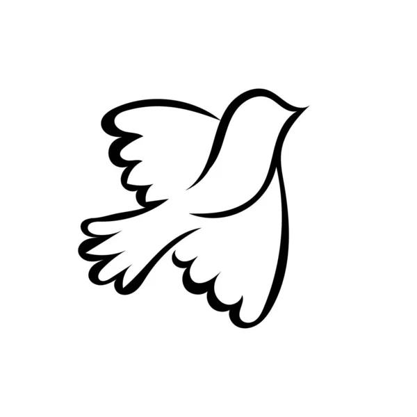 Stylizowane Gołąb Ptak Linia Sztuka Rysunek Ilustracja — Wektor stockowy