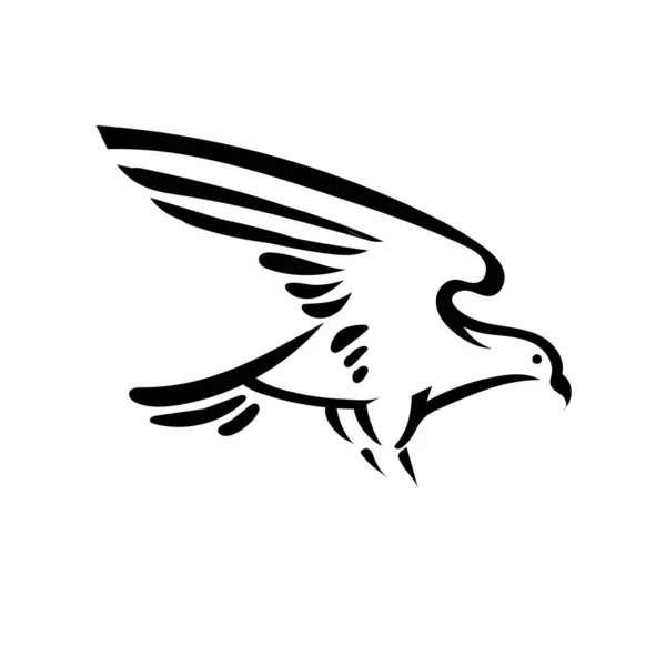 Águila Pájaro Volar Línea Arte Ilustración — Vector de stock