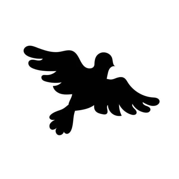 Dove Bird Silhouette Illustration Simple Flying Bird Illustration Isolated White — Stock Vector