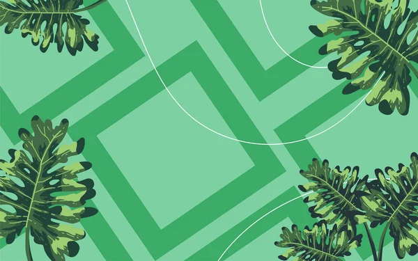 Πράσινο Αφηρημένο Φόντο Ταπετσαρία Τροπικά Φύλλα Στοιχείο Και Αντίγραφο Χώρου — Διανυσματικό Αρχείο