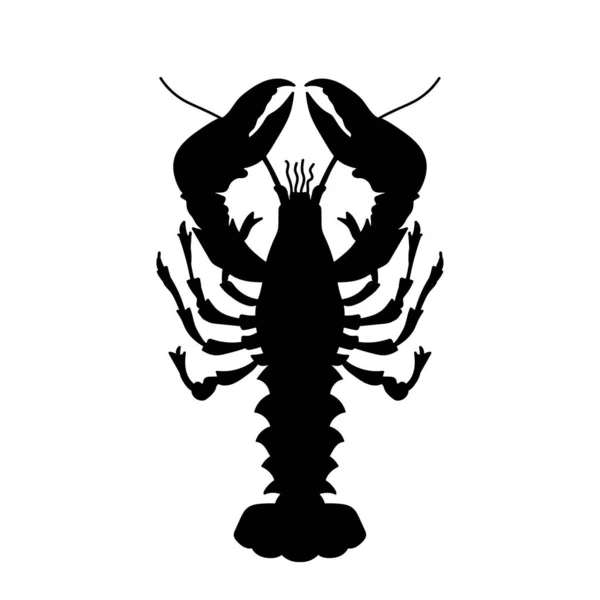 Silhouette Shrimp Ocean Water Animal — Stock Vector
