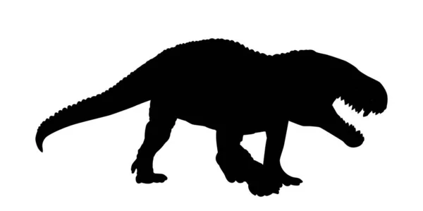 Egy Őskori Dinoszaurusz Sziluettje Sziluett Egy Jurrasic Állati Ragadozó Lény — Stock Vector