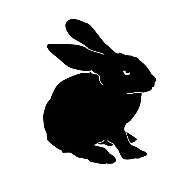 Silhouette Rabbit Animal Isolated White Background — Stock Vector