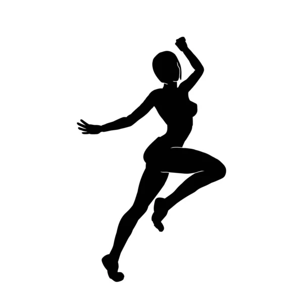 Silhouette Una Donna Azione Danza Felice Silhouette Giovane Ballerina Movimento — Vettoriale Stock