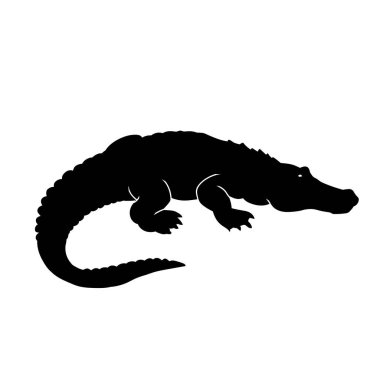 Uzun kuyruklu timsah silueti.