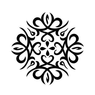 Decorative floral swirl ornament. Circular curly foliage decorative element. 