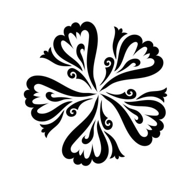 Decorative floral swirl ornament. Circular curly foliage decorative element. 