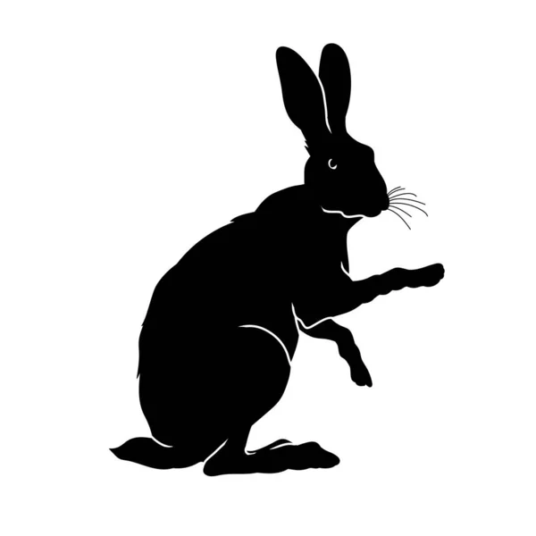 Silhouette Rabbit Animal Isolated White Background — Stock Vector