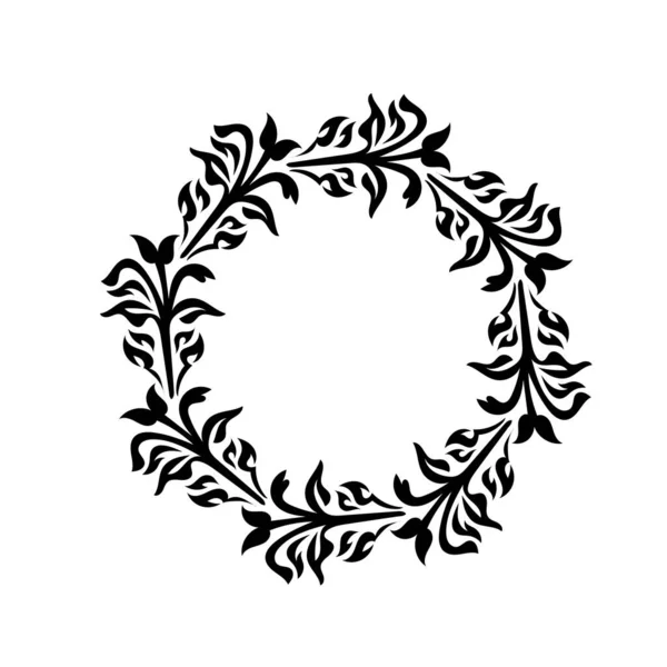 Decorative Floral Swirl Ornament Circular Curly Foliage Decorative Element — Vetor de Stock