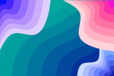 Abstract background with waves texture and curvy shapes ornament. Composition of various curves shapes and color spectrum.