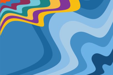 Abstract background with waves texture and curvy shapes ornament. Composition of various curves shapes and color spectrum.