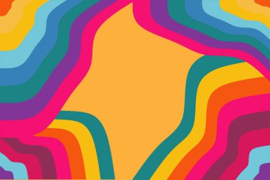 Abstract background with waves texture and curvy shapes ornament. Composition of various curves shapes and color spectrum.