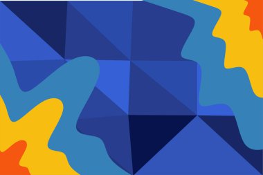 Abstract background of wave shapes and polygonal texture. Mosaic composition of curvy shapes and lowpoly texture.