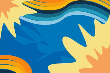 Renk sıçratma kolajı ve dalgalı gökkuşağı renk çizgileriyle soyut arkaplan. 